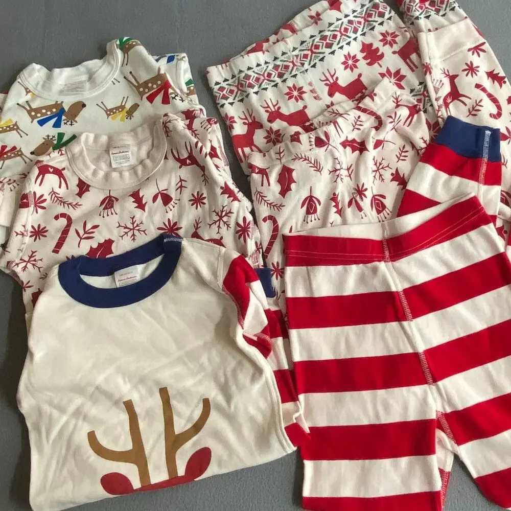 Hanna Andersson Christmas Holiday Pajama Sets Mismatched Lot‎ of 3 Kids Size 10